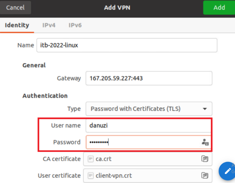 Username and Password
