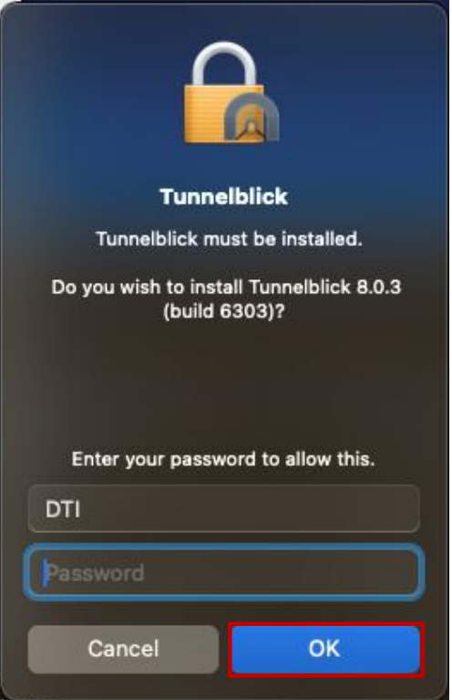 Masukkan Username dan Password Komputer Mac