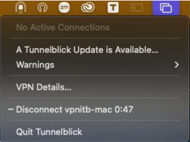 Status Koneksi Tunnelblick